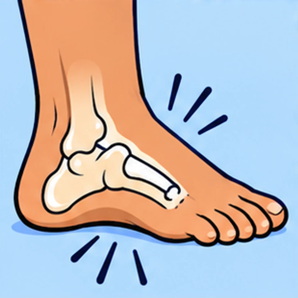 Symbolic comic illustration: An extra bone in the foot.