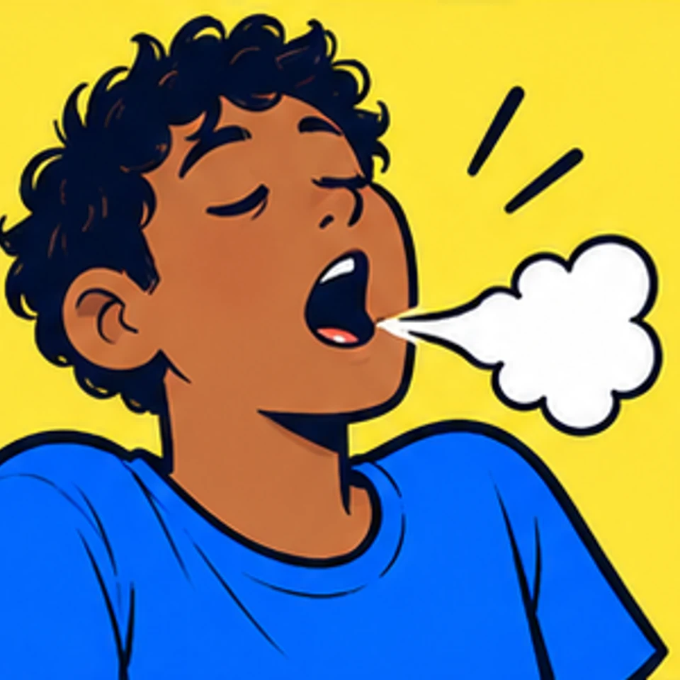 Symbolische Comic-Illustration: Aufstoßen.