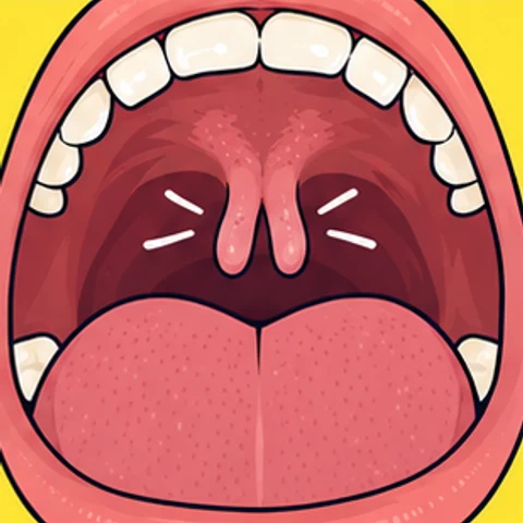 Symbolische Comic-Illustration: Gespaltenes Zäpfchen.
