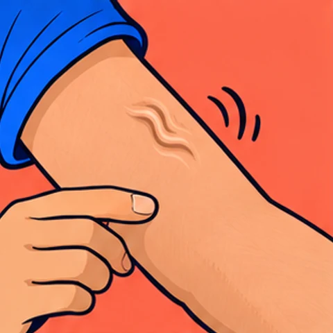 Symbolische Comic-Illustration: Faszikulation.