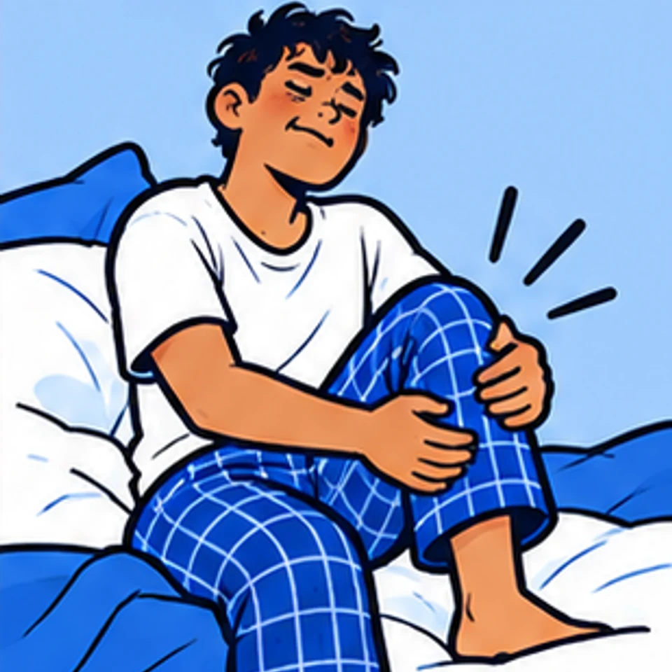 Symbolic comic illustration: Morning stiffness.