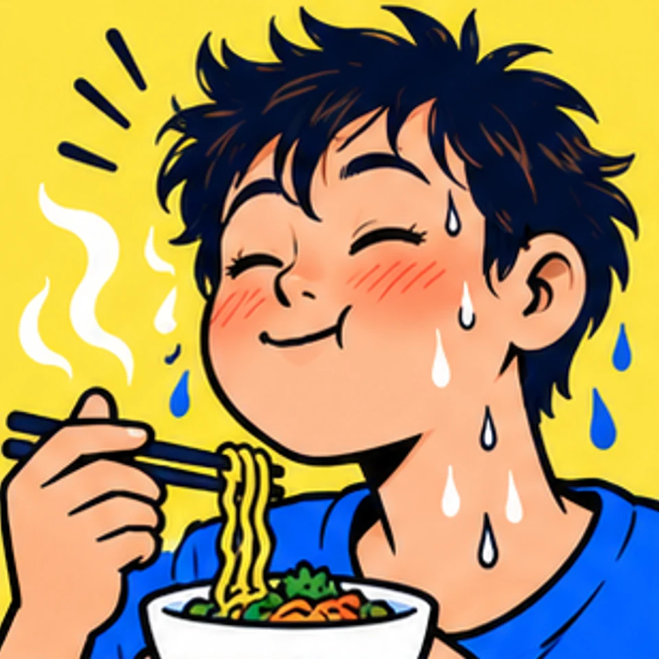 Symbolische Comic-Illustration: Geschmacksschwitzen.