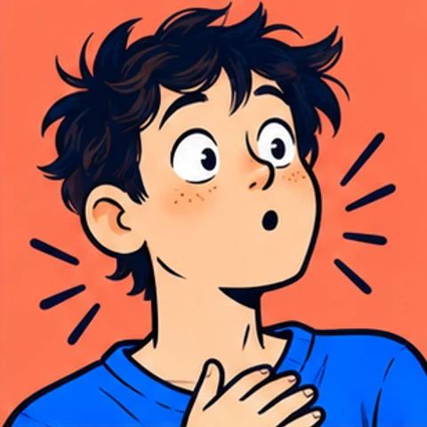 Symbolische Comic-Illustration: Schluckauf.
