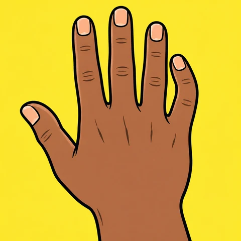 Symbolische Comic-Illustration: Der kleine Finger macht einen Bogen.
