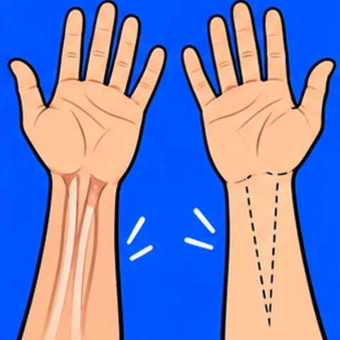 Sembolik çizgi roman illüstrasyonu: Palmaris longusun yokluğu.
