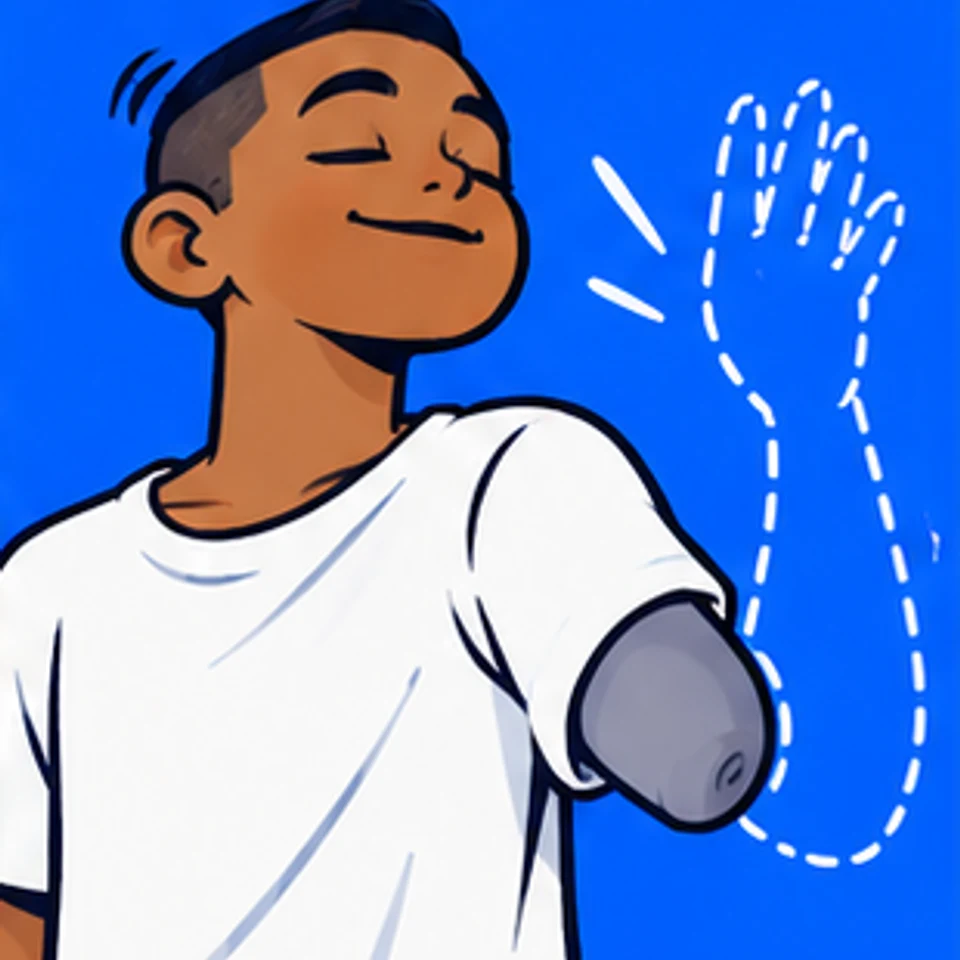 Symbolische Comic-Illustration: Die Phantomhand.