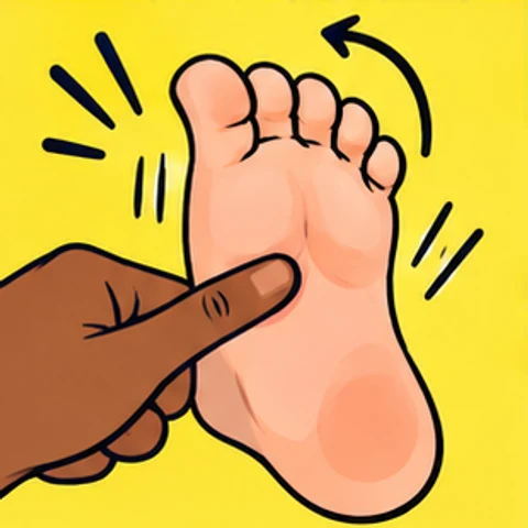 Sembolik çizgi roman illüstrasyonu: Plantar refleks.