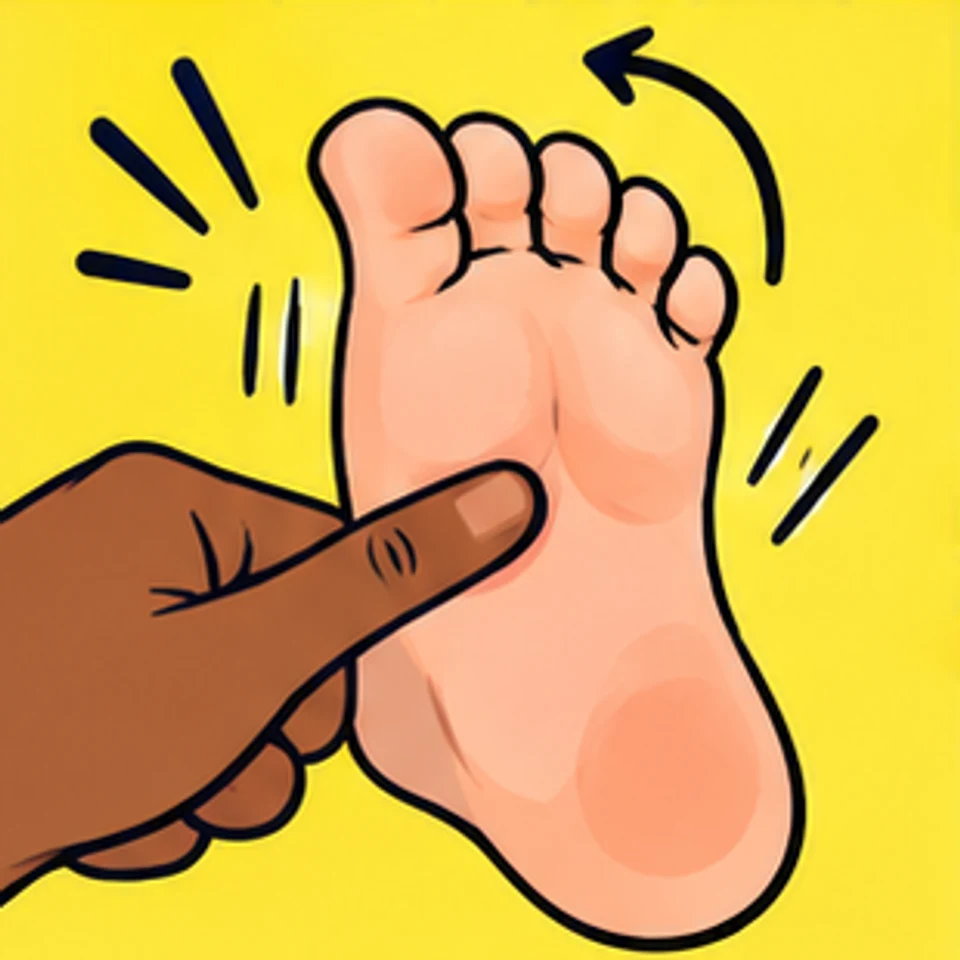 Symbolische Comic-Illustration: Plantarreflex.