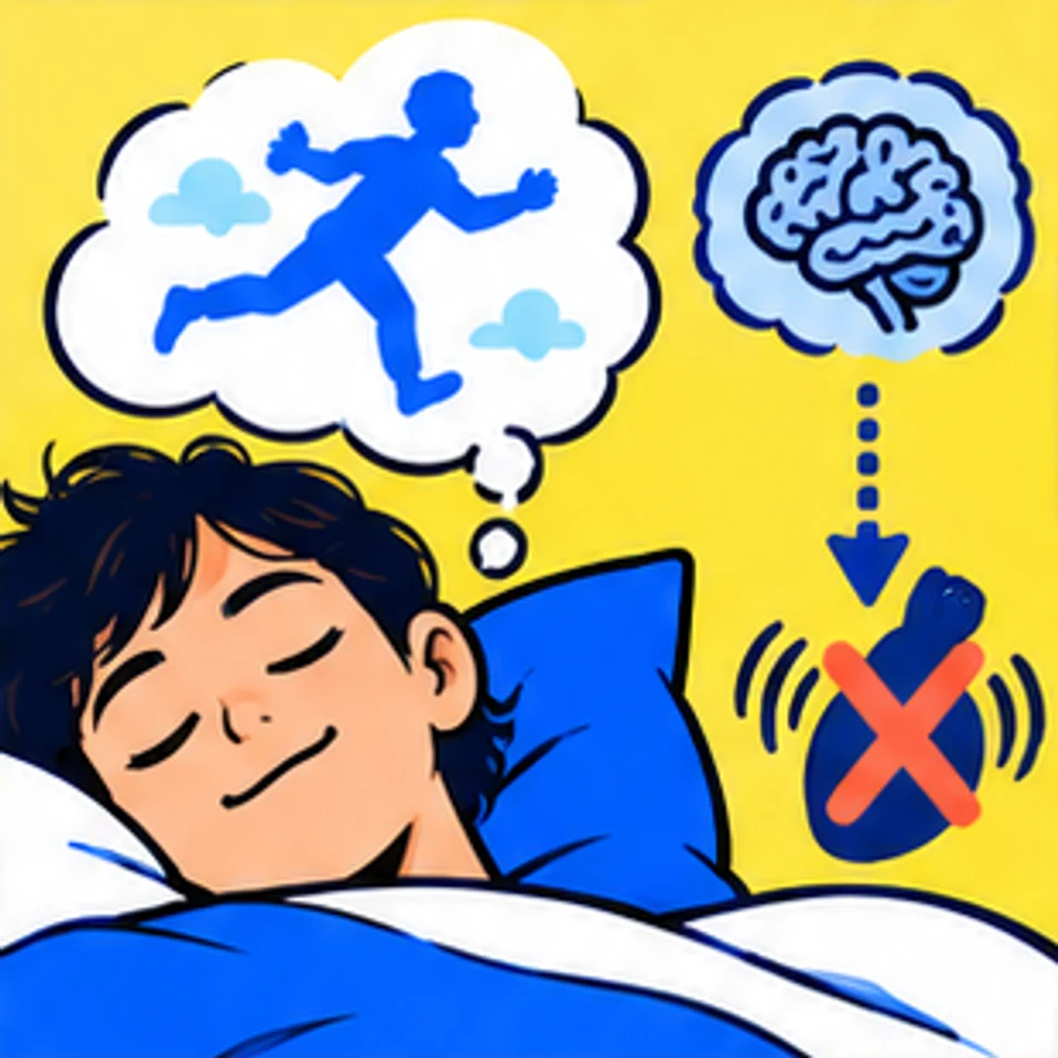 Symbolische Comic-Illustration: Die REM-Muskelbremse.