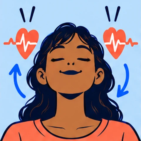 Symbolische Comic-Illustration: Respiratorische Sinusarrhythmie.