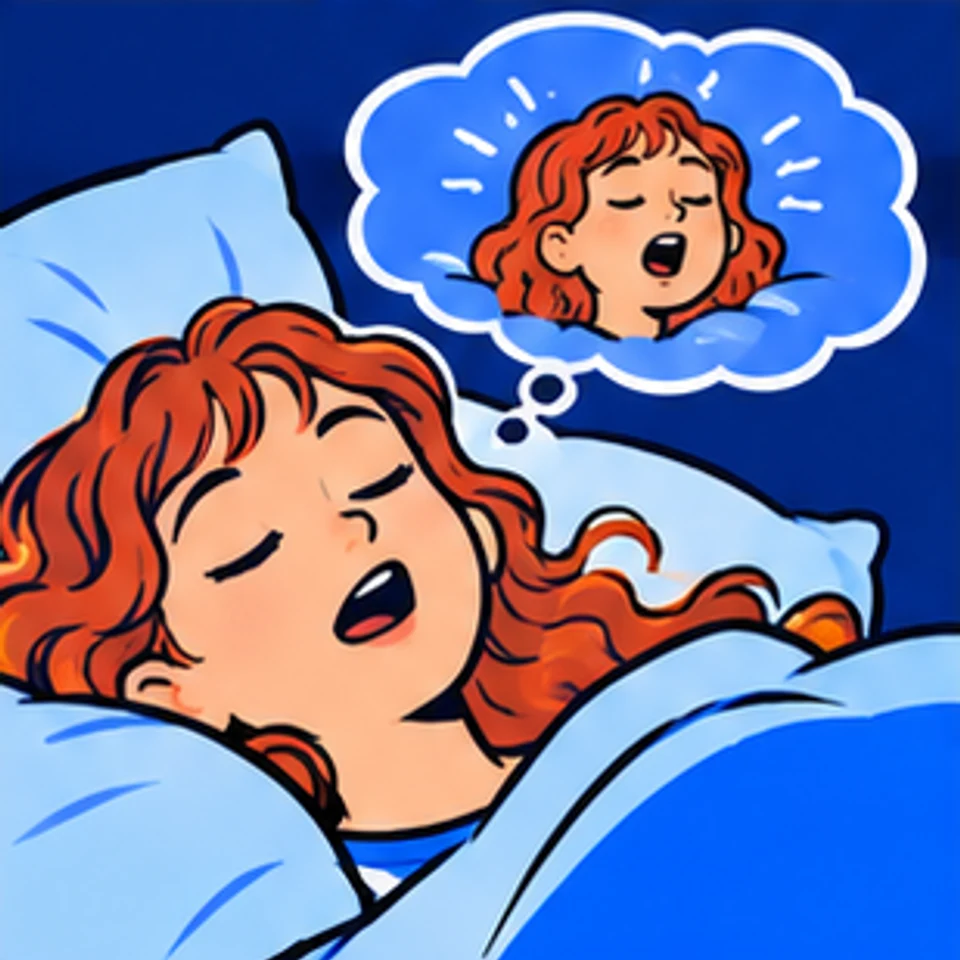 Symbolische Comic-Illustration: Sprechen im Schlaf.