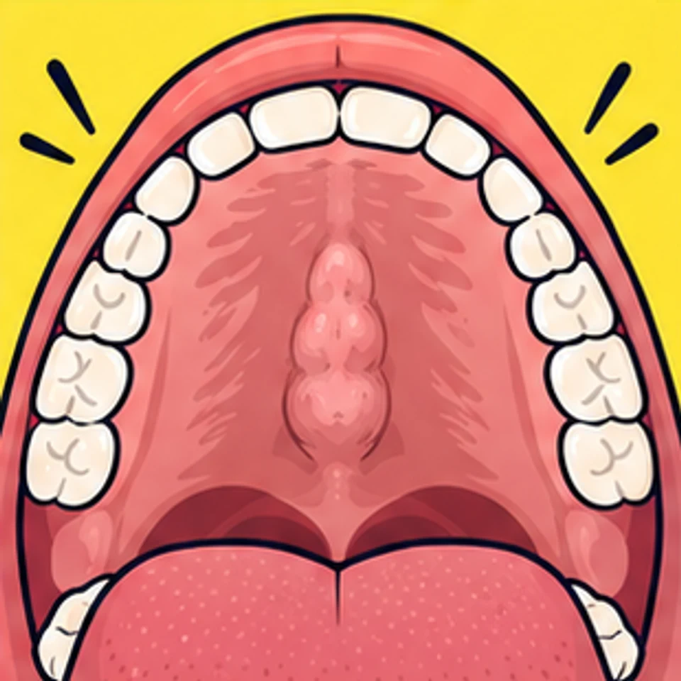 Symbolische Comic-Illustration: Torus palatinus.