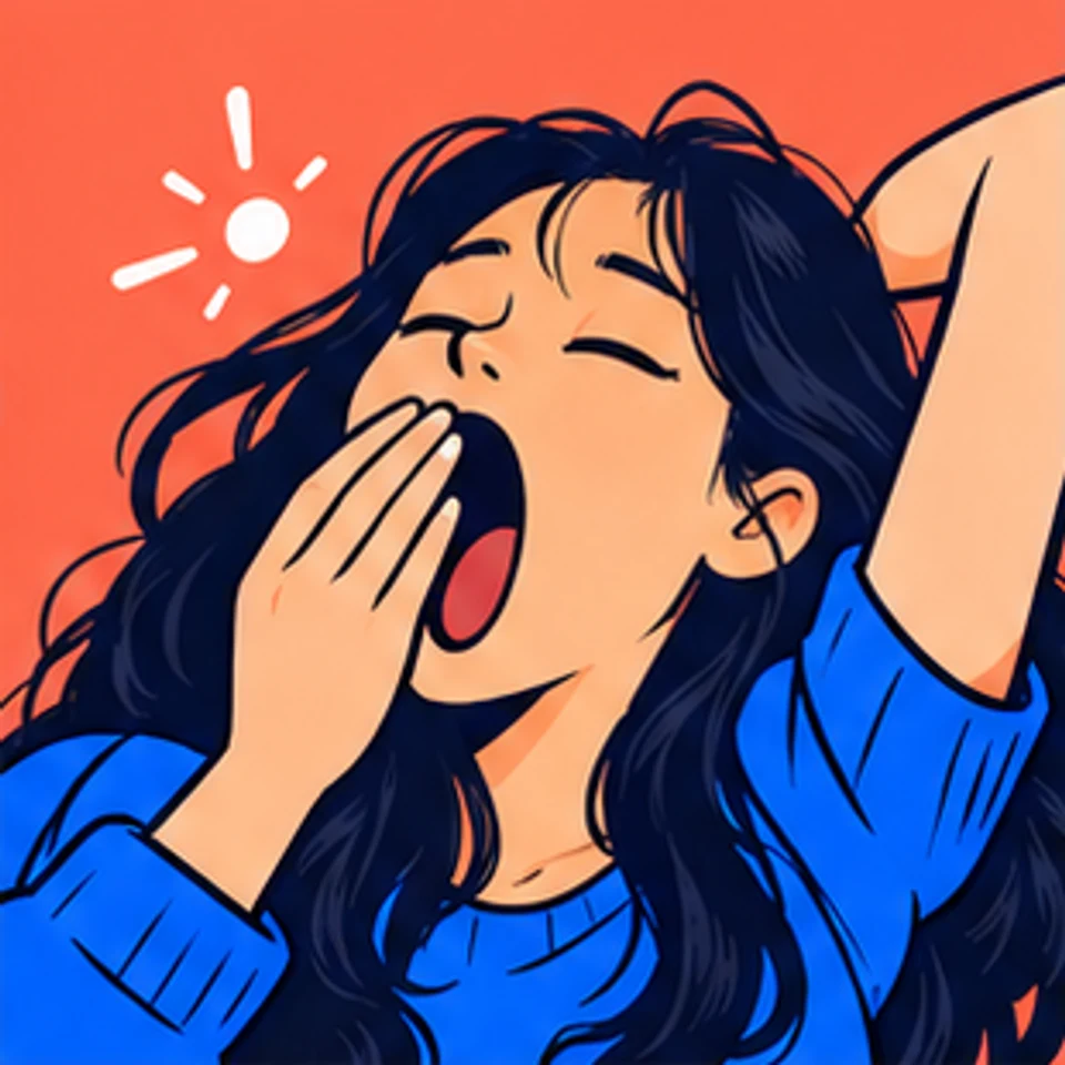 رسم رمزي بأسلوب القصص المصورة: التثاؤب.